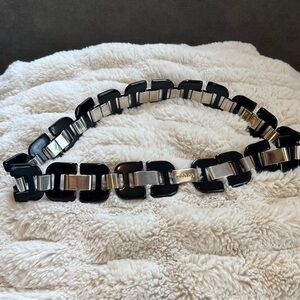 🧋Prada Vintage 90s Lucite chain link belt black silver hardware